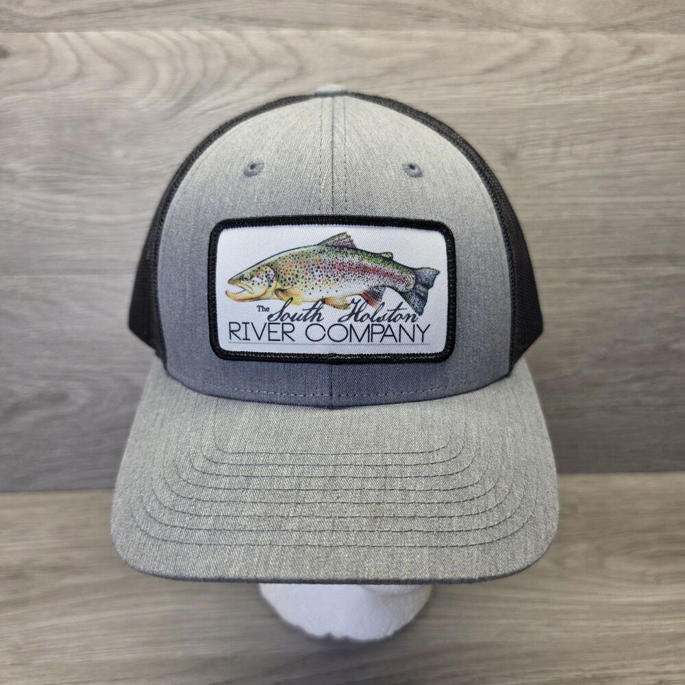 South Holston River Co Trout Patch Gray Mesh Trucker Hat Outdoor Snapback